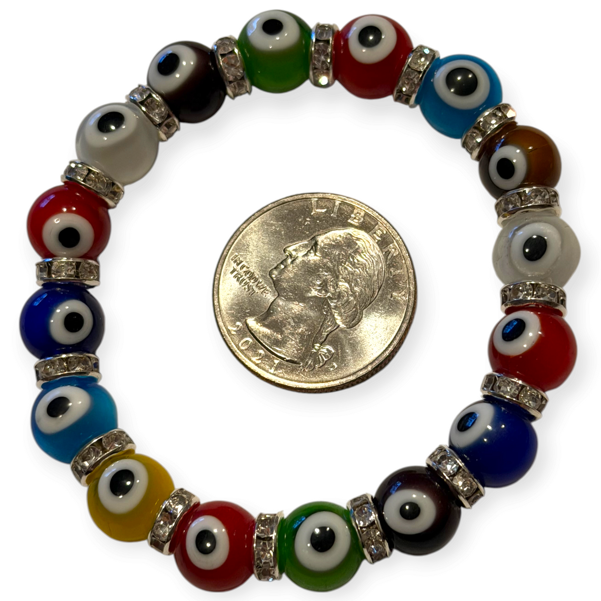 10mm Multi Color Evil Eye Bracelet