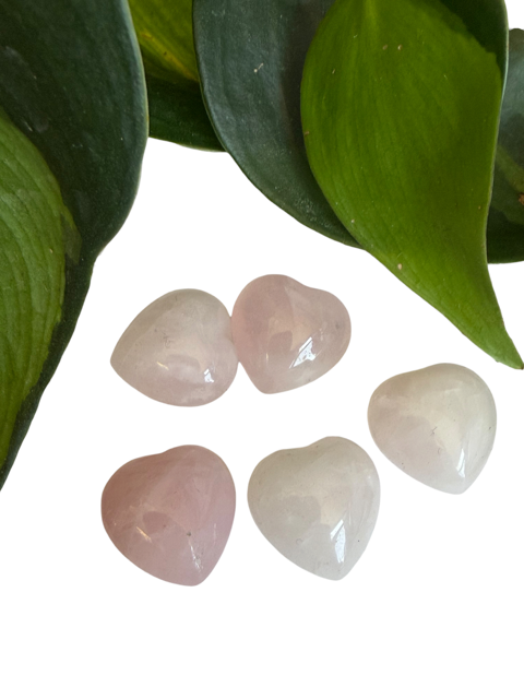 Tumbled Quartz Rose Hearts