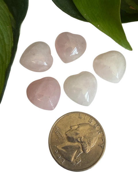 Tumbled Quartz Rose Hearts