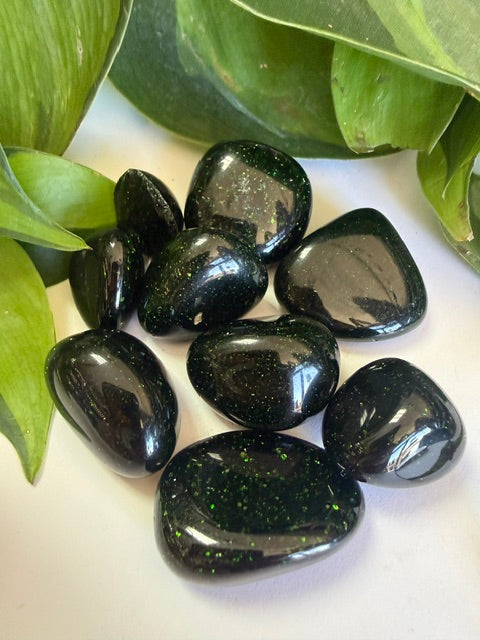 Tumbled Goldstone Green