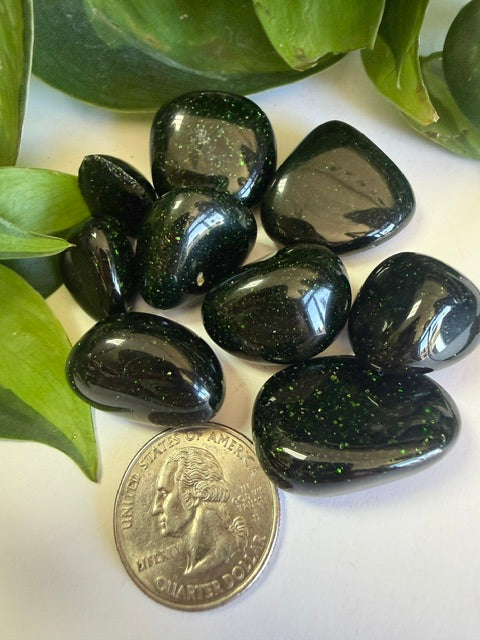 Tumbled Goldstone Green