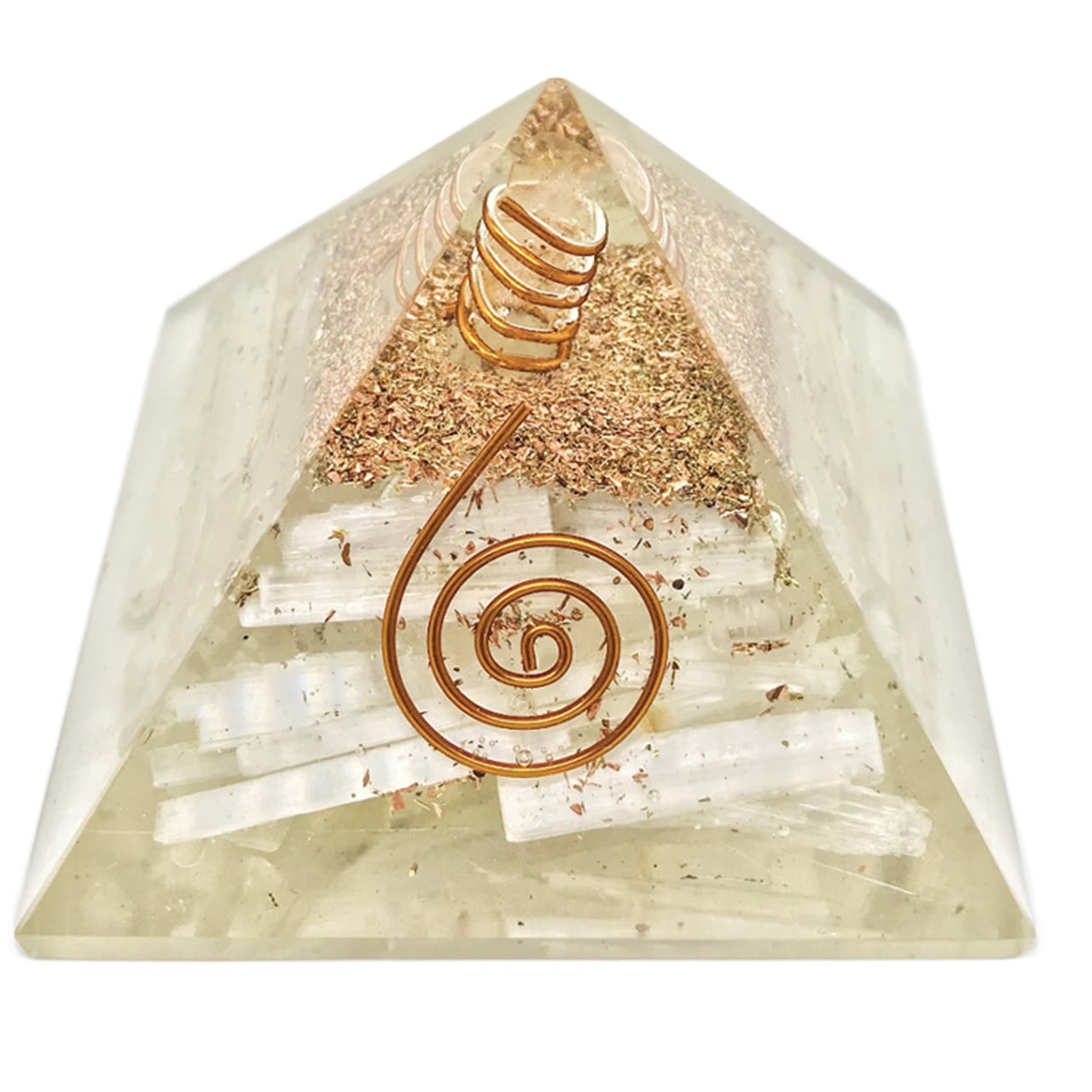 Selenite Orgonite Crystal Pyramid - Spiritual Purity