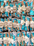 White Sage with Blue Rose Petals, Cinnamon Stick & Decorated "Paperflower" (Bougainvillea Glabra) 4"