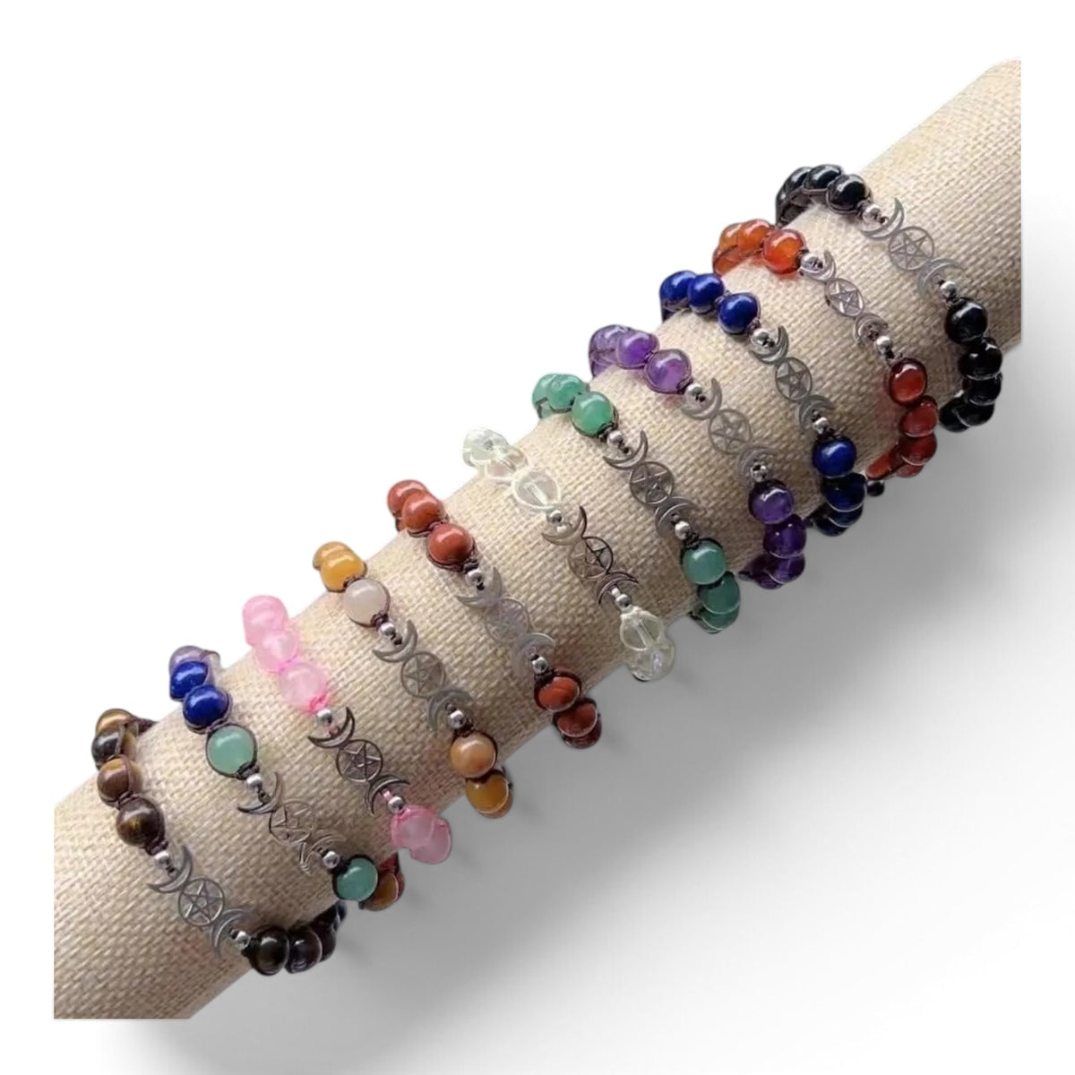 Chakra Triple Moon Braided Adjustable Bracelet