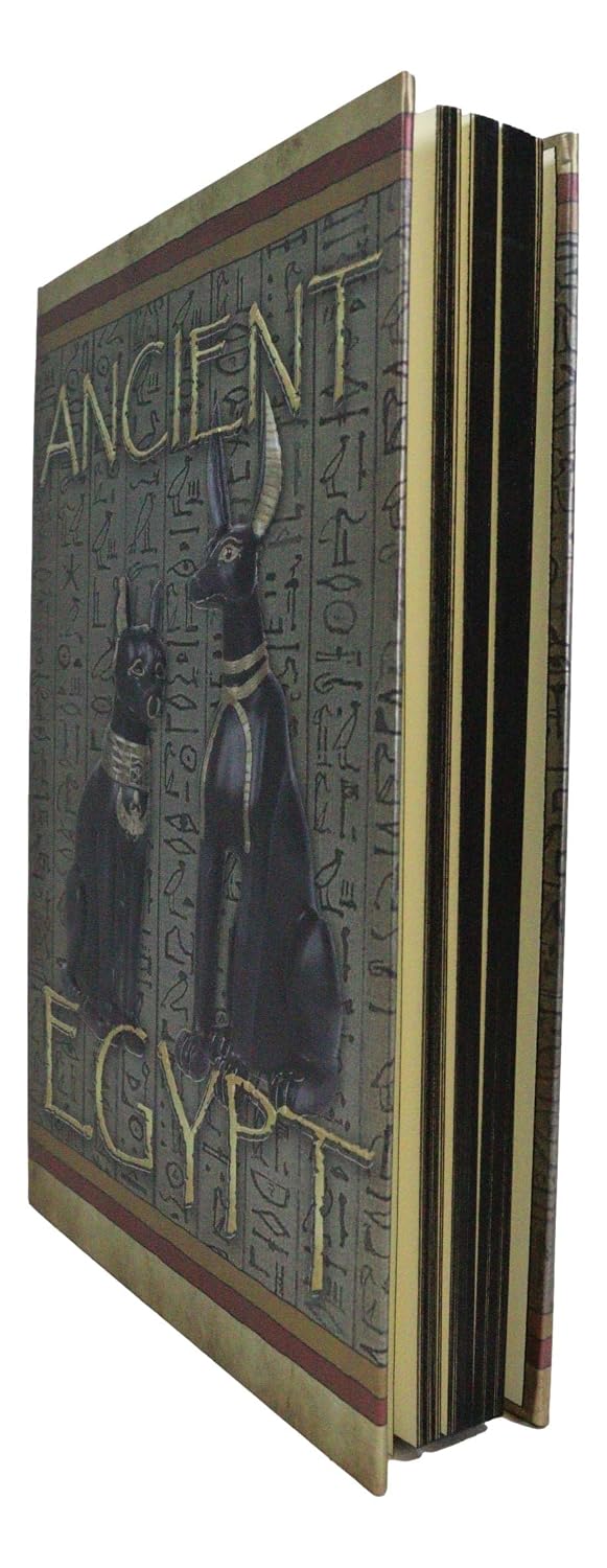 Egyptian Religion Sacred Symbols Hieroglyphs Ancient Egypt Bastet And Anubis Embossed Blank Page Matte Paper Hardcover Journal Book with Bookmarking Ribbon 8.25"x5.75"