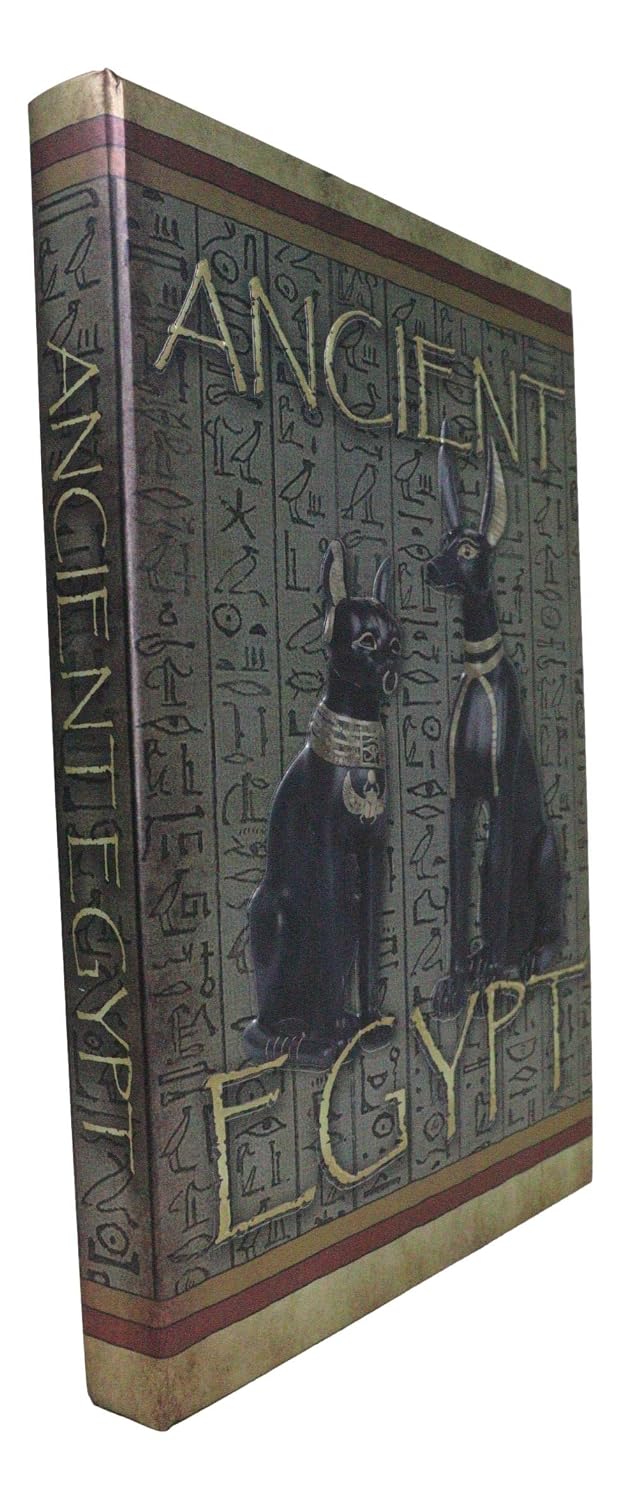 Egyptian Religion Sacred Symbols Hieroglyphs Ancient Egypt Bastet And Anubis Embossed Blank Page Matte Paper Hardcover Journal Book with Bookmarking Ribbon 8.25"x5.75"