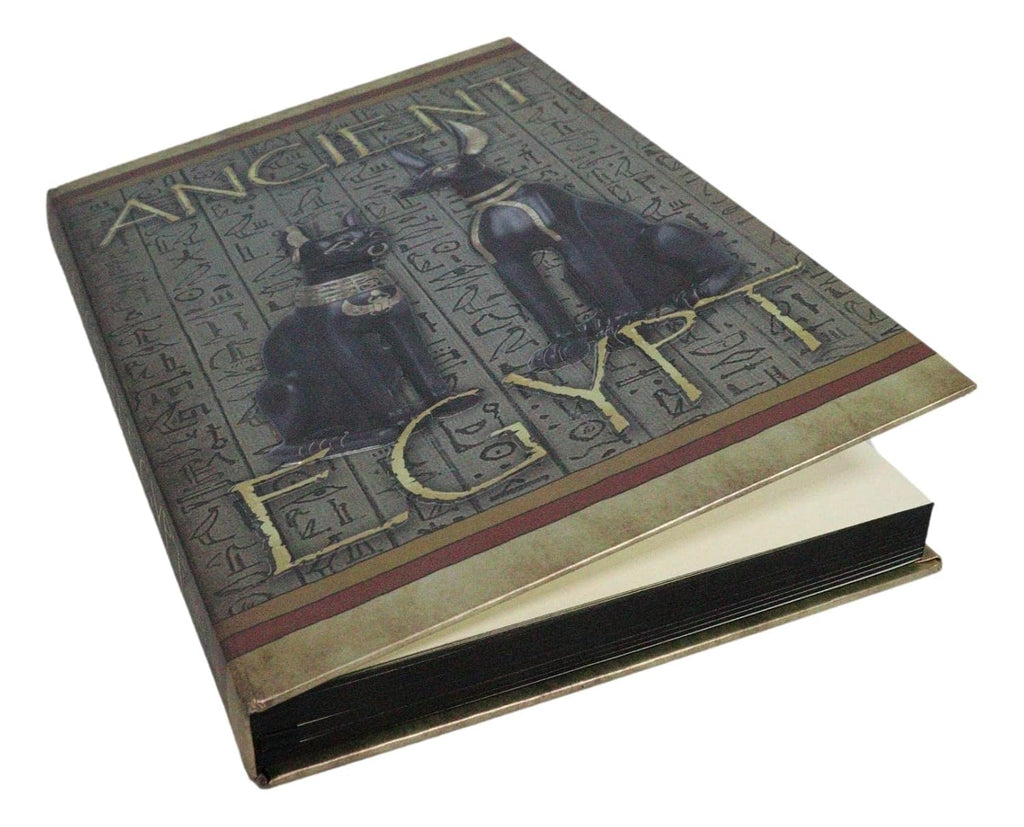 Egyptian Religion Sacred Symbols Hieroglyphs Ancient Egypt Bastet And Anubis Embossed Blank Page Matte Paper Hardcover Journal Book with Bookmarking Ribbon 8.25"x5.75"