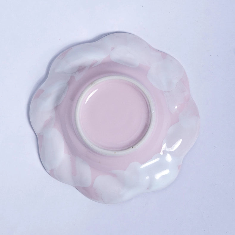 Flower-Shaped Small Dish - Pink and White
