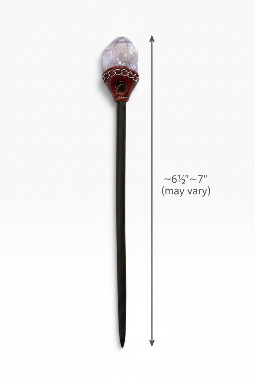 Amethyst Hair Stick Measurement Diagram