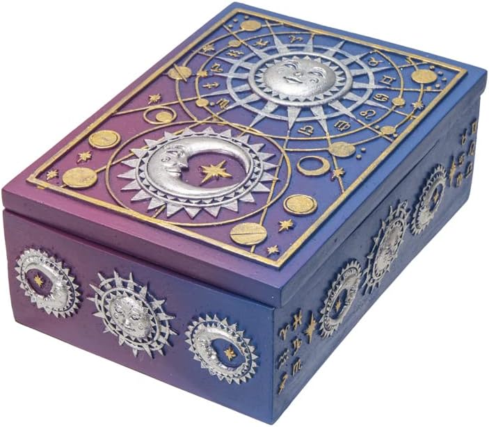 Astrology Tarot Deck Storage Box | 5.5" x 3.75" Decorative Card Holder for Tarot, Oracle & Spiritual Accessories
