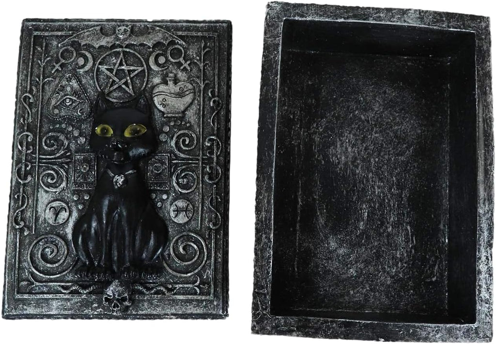 Black Cat Witching Hour Tarot Deck Storage Box | 5.5" x 3.75" Decorative Card Holder for Tarot, Oracle & Spiritual Accessories