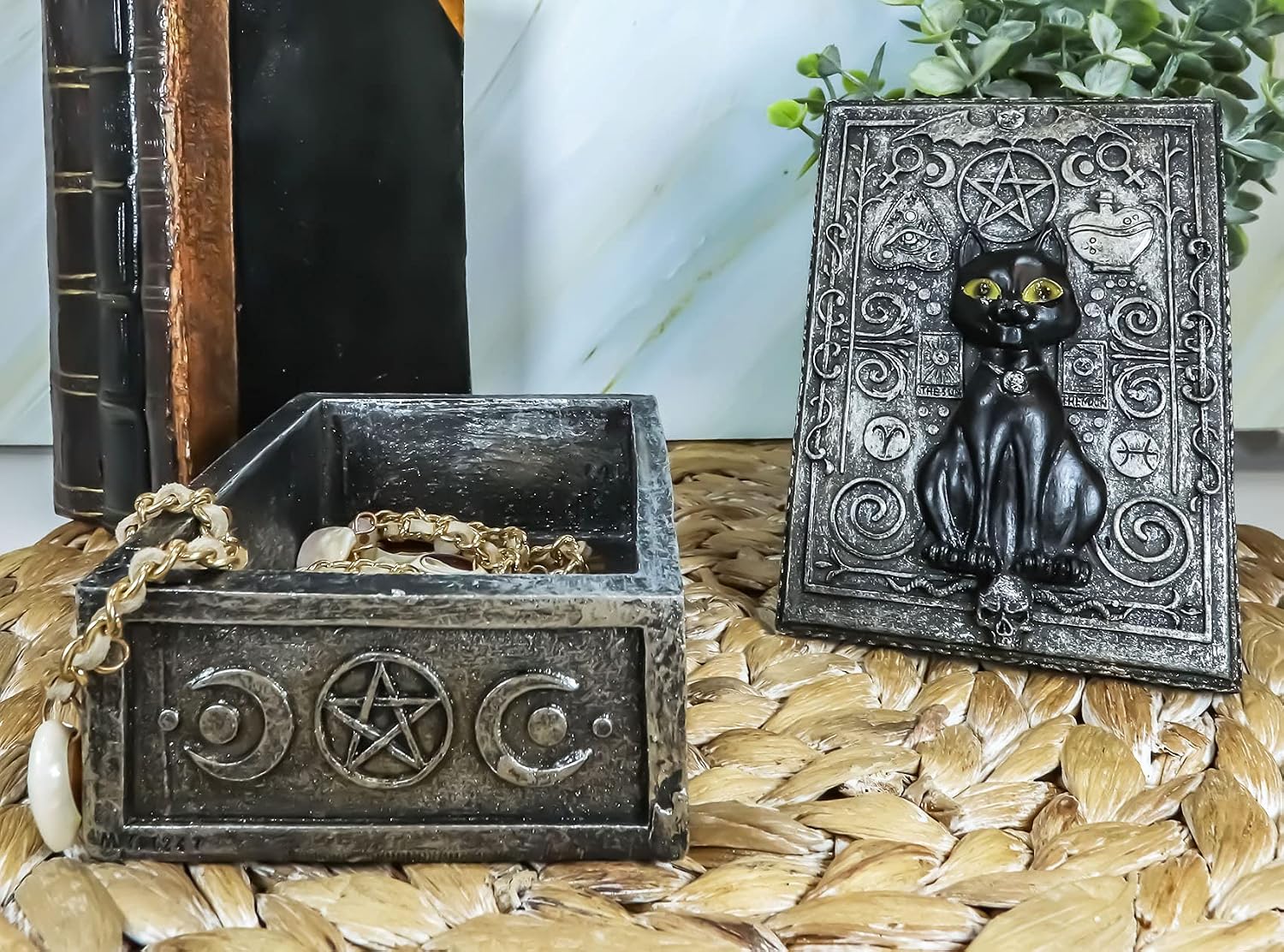 Black Cat Witching Hour Tarot Deck Storage Box | 5.5" x 3.75" Decorative Card Holder for Tarot, Oracle & Spiritual Accessories