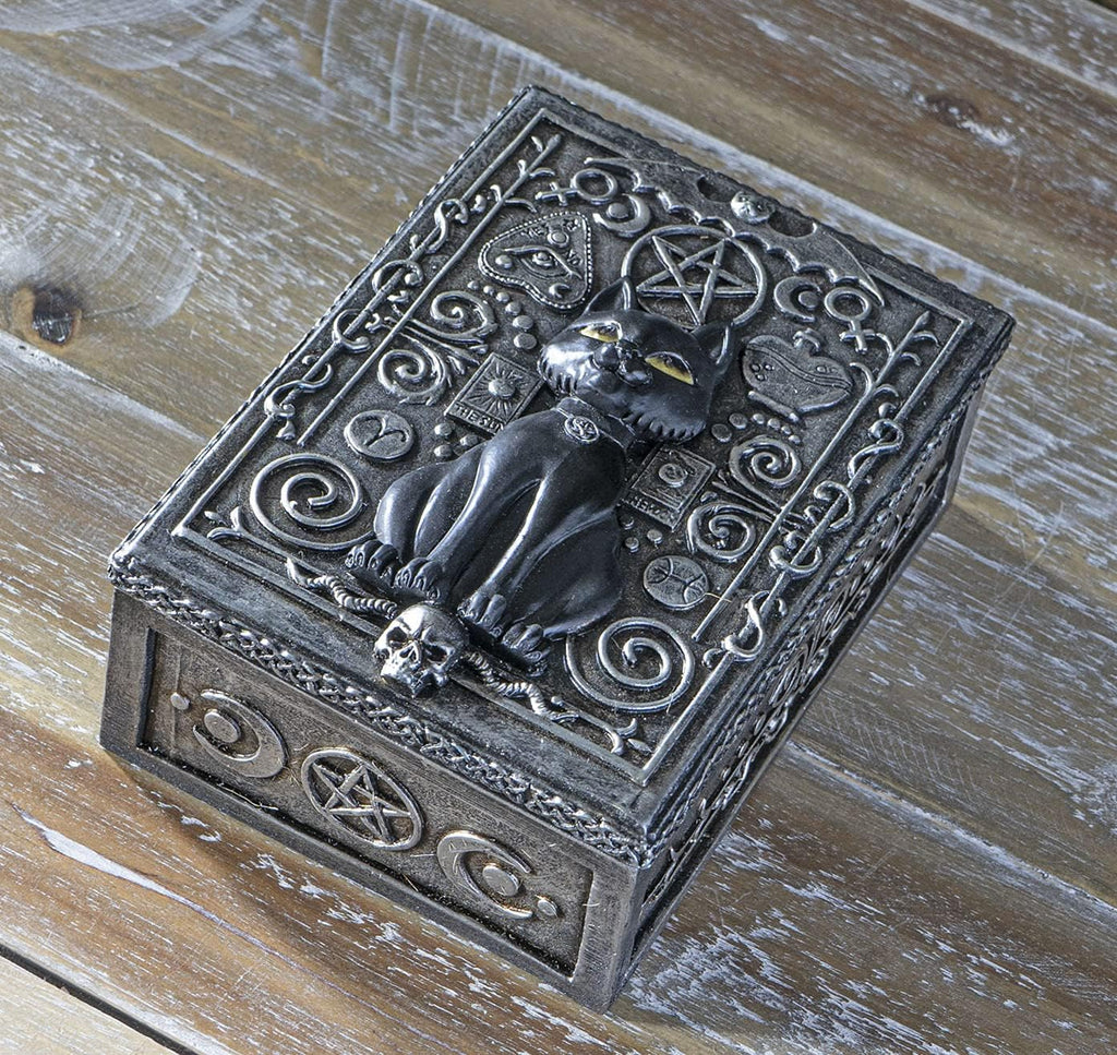 Black Cat Witching Hour Tarot Deck Storage Box | 5.5" x 3.75" Decorative Card Holder for Tarot, Oracle & Spiritual Accessories