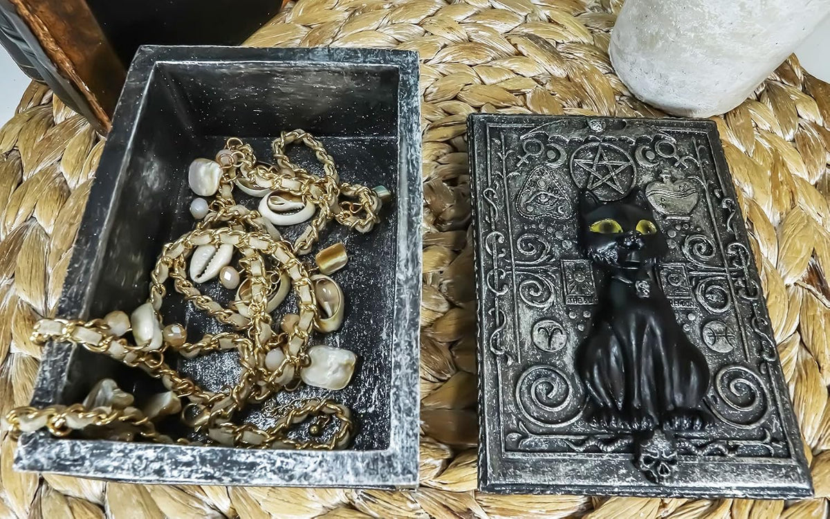Black Cat Witching Hour Tarot Deck Storage Box | 5.5" x 3.75" Decorative Card Holder for Tarot, Oracle & Spiritual Accessories