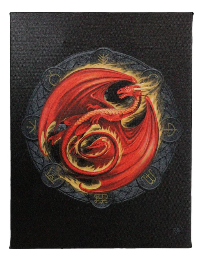 Beltane Dragon Canvas Framed Wall Art Wall Plaque - Anne Stokes - 7.5" W x 9.85"