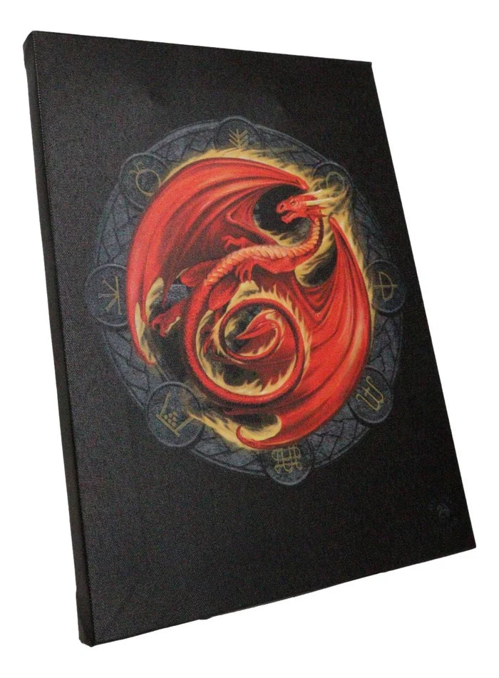 Beltane Dragon Canvas Framed Wall Art Wall Plaque - Anne Stokes - 7.5" W x 9.85"