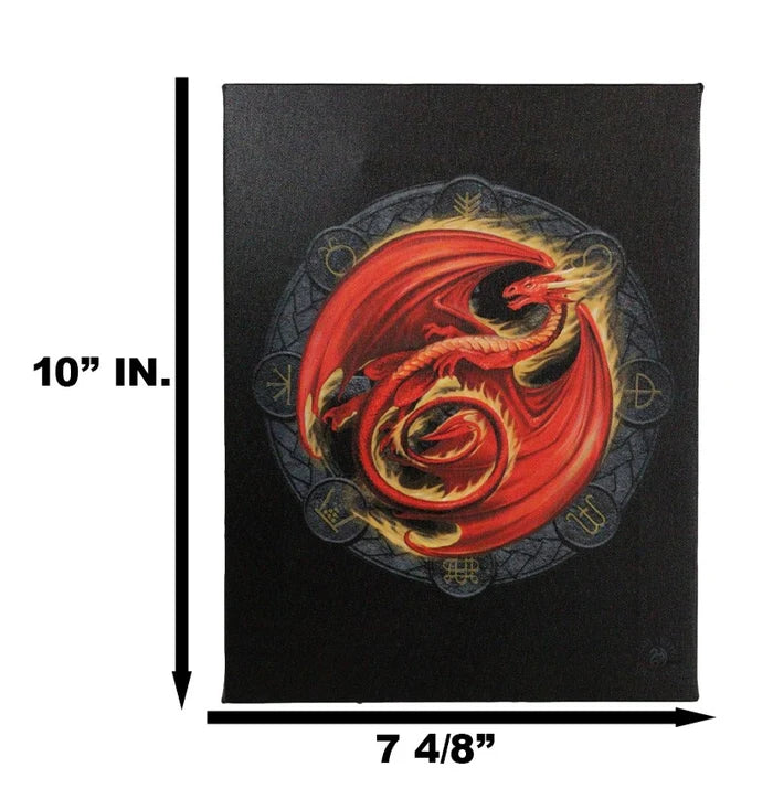 Beltane Dragon Canvas Framed Wall Art Wall Plaque - Anne Stokes - 7.5" W x 9.85"