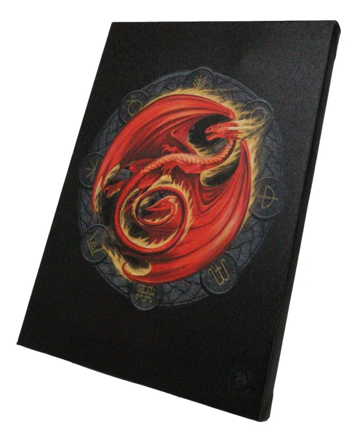 Beltane Dragon Canvas Framed Wall Art Wall Plaque - Anne Stokes - 7.5" W x 9.85"