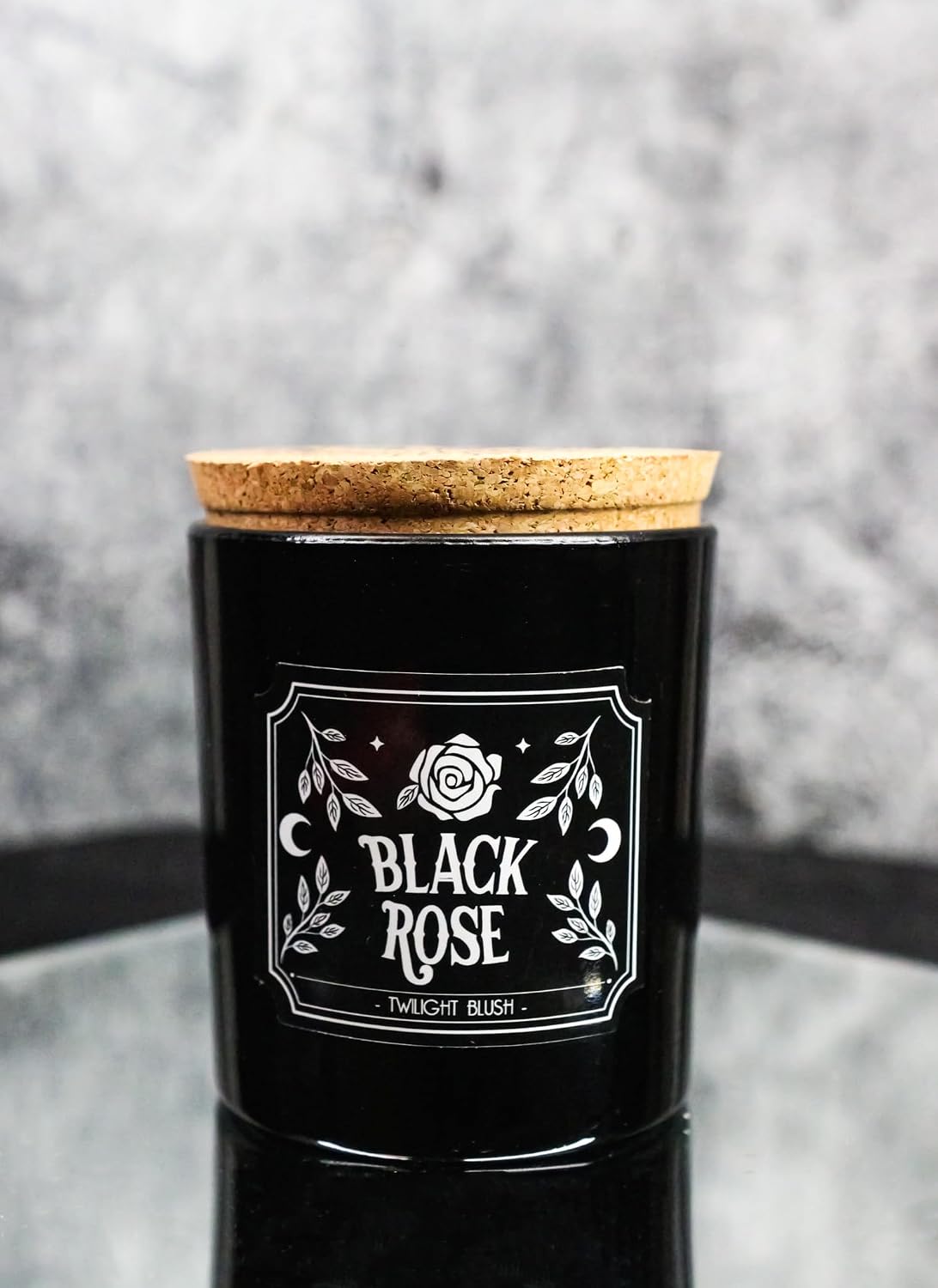 Wicca Mystic Midnight Ritual Scented Pillar Candle with Cork Lid Witchcraft New Age Apothecary Celestial Home Fragrance Aromatherapy (Black Rose Twilight Blush)