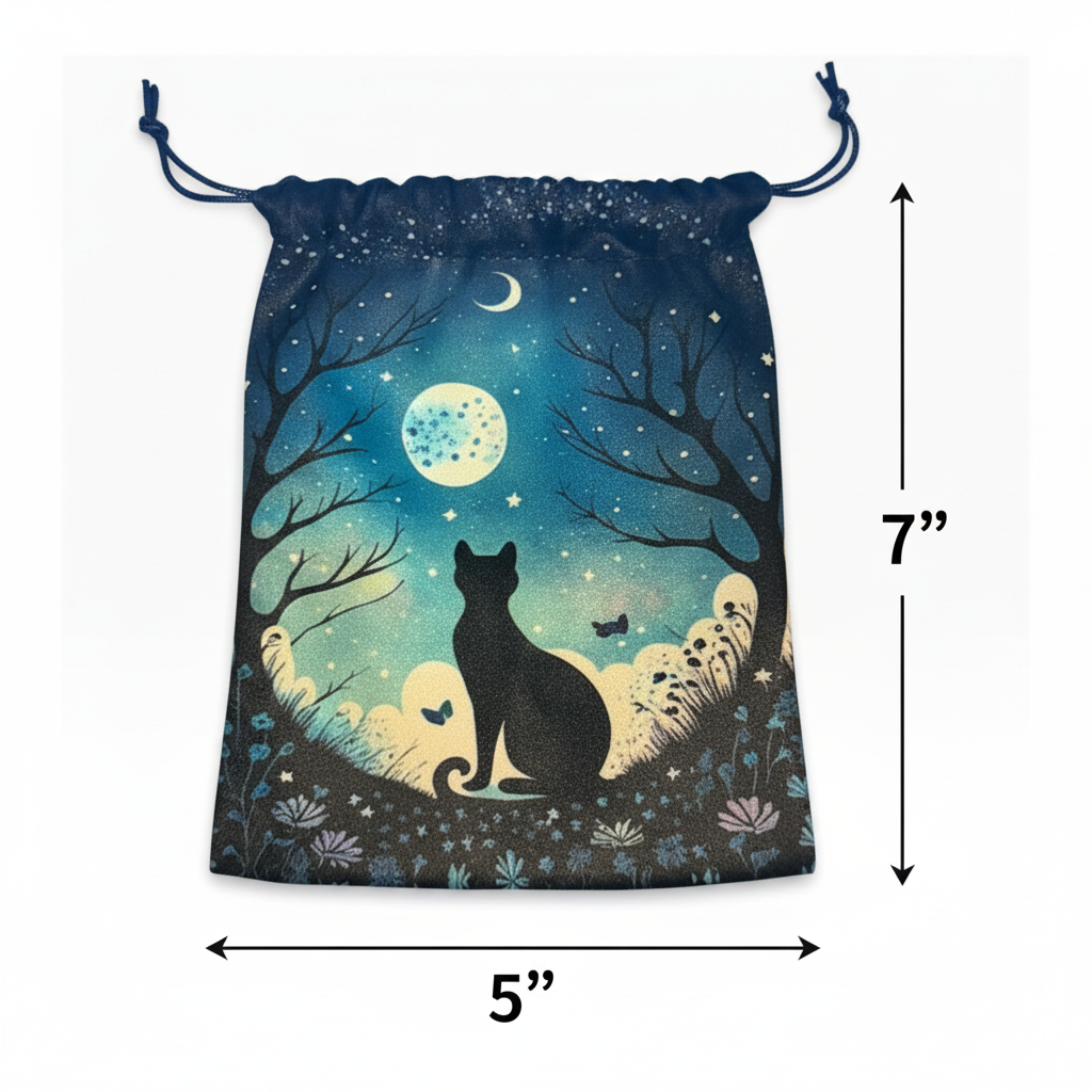 Cat and Moon Tarot Bag Measurement Diagram