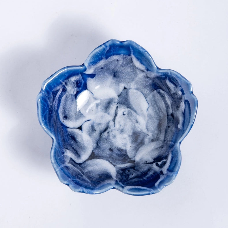 Sakura-Shaped Small Dish - Soft Royal Blue & Light Blue