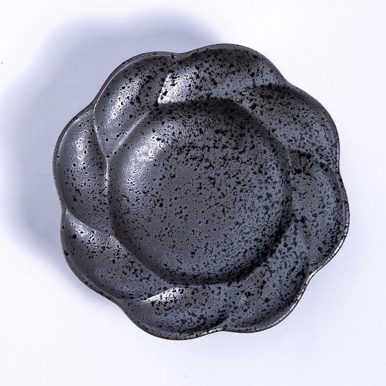 Flower Shape Small Dish - Black Metallic