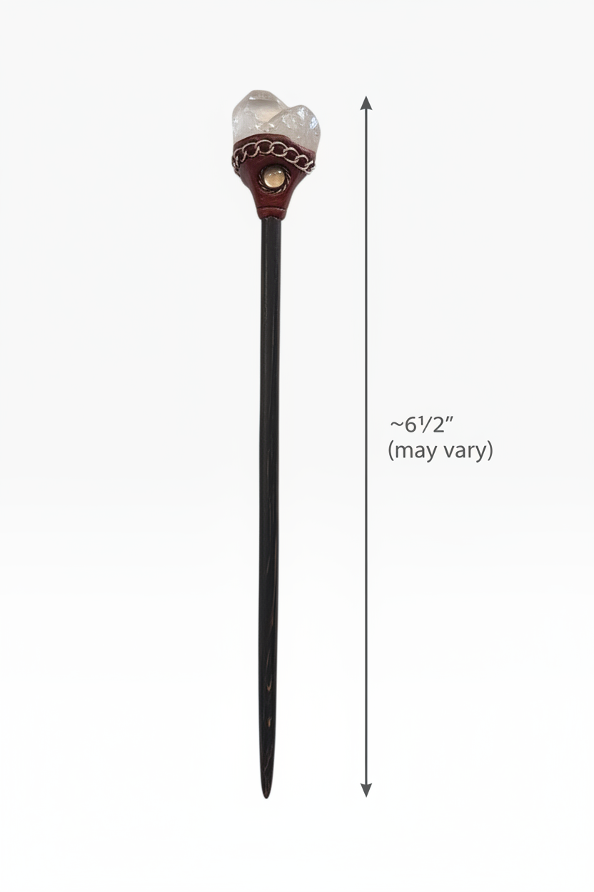 Clear Quartz Hair Stick Measurement Diagram