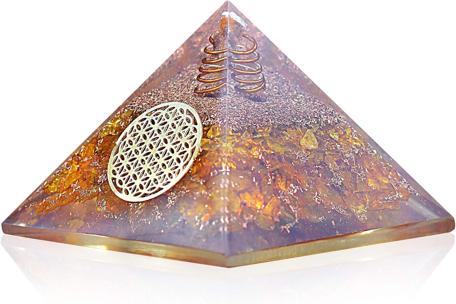 Citrine Orgonite Crystal Pyramid - Attract Wealth