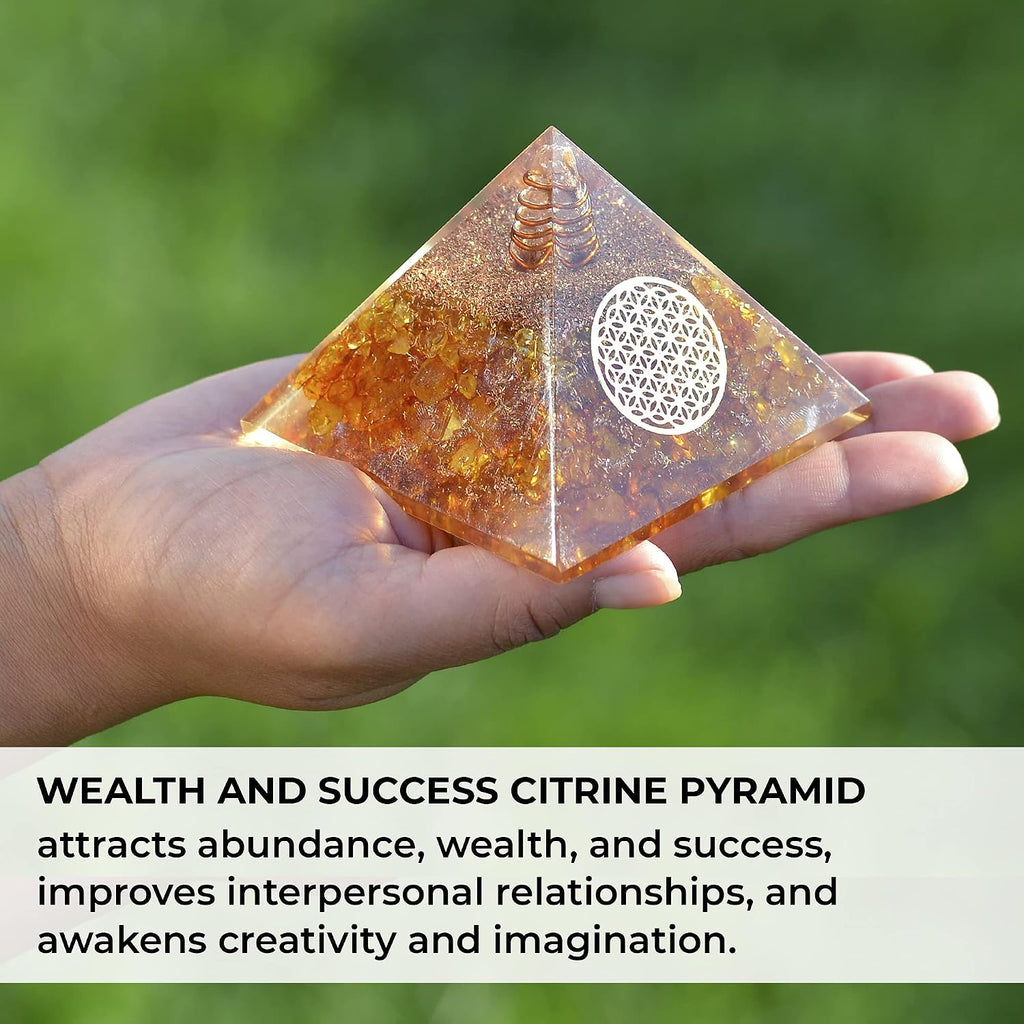 Citrine Orgonite Crystal Pyramid - Attract Wealth