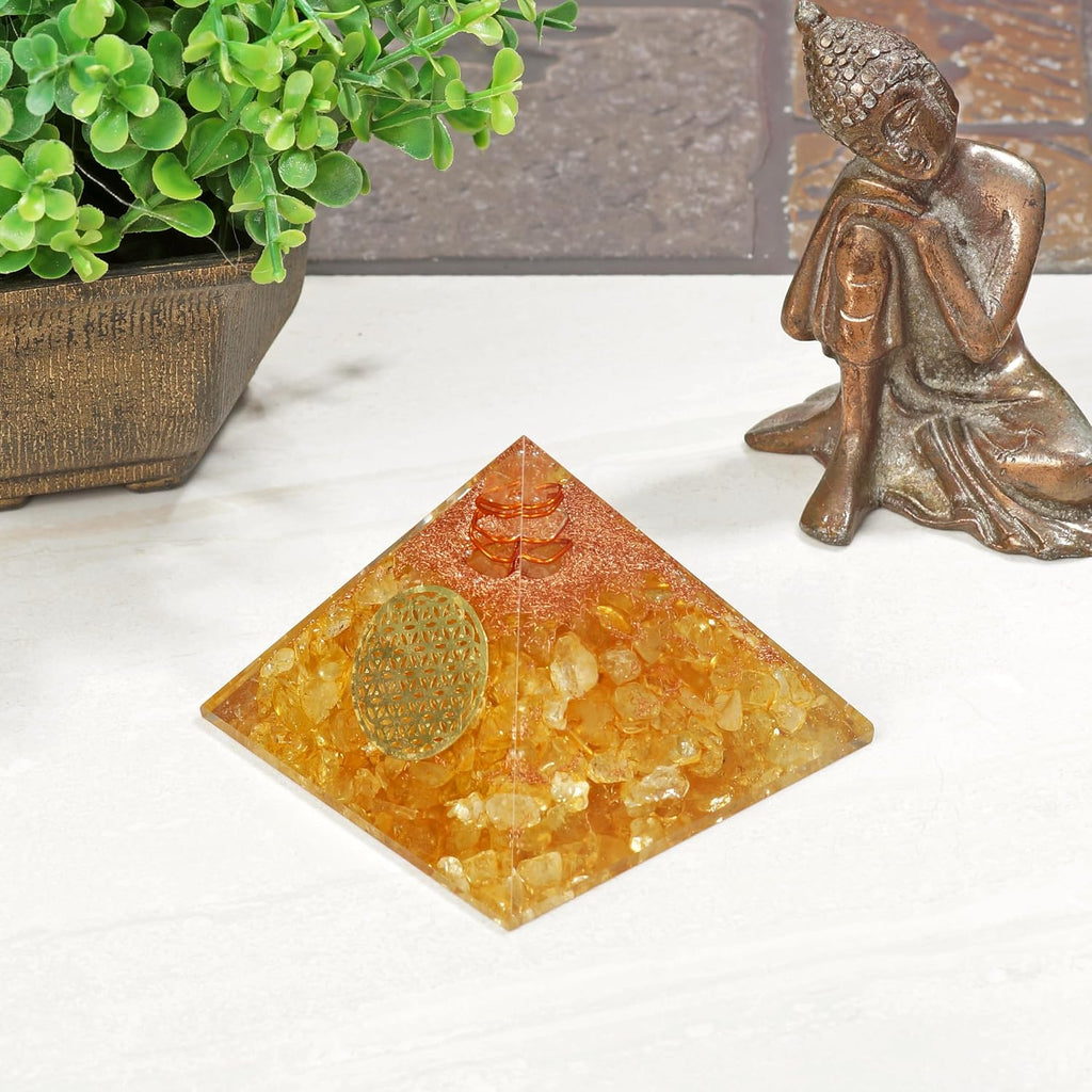 Citrine Orgonite Crystal Pyramid - Attract Wealth