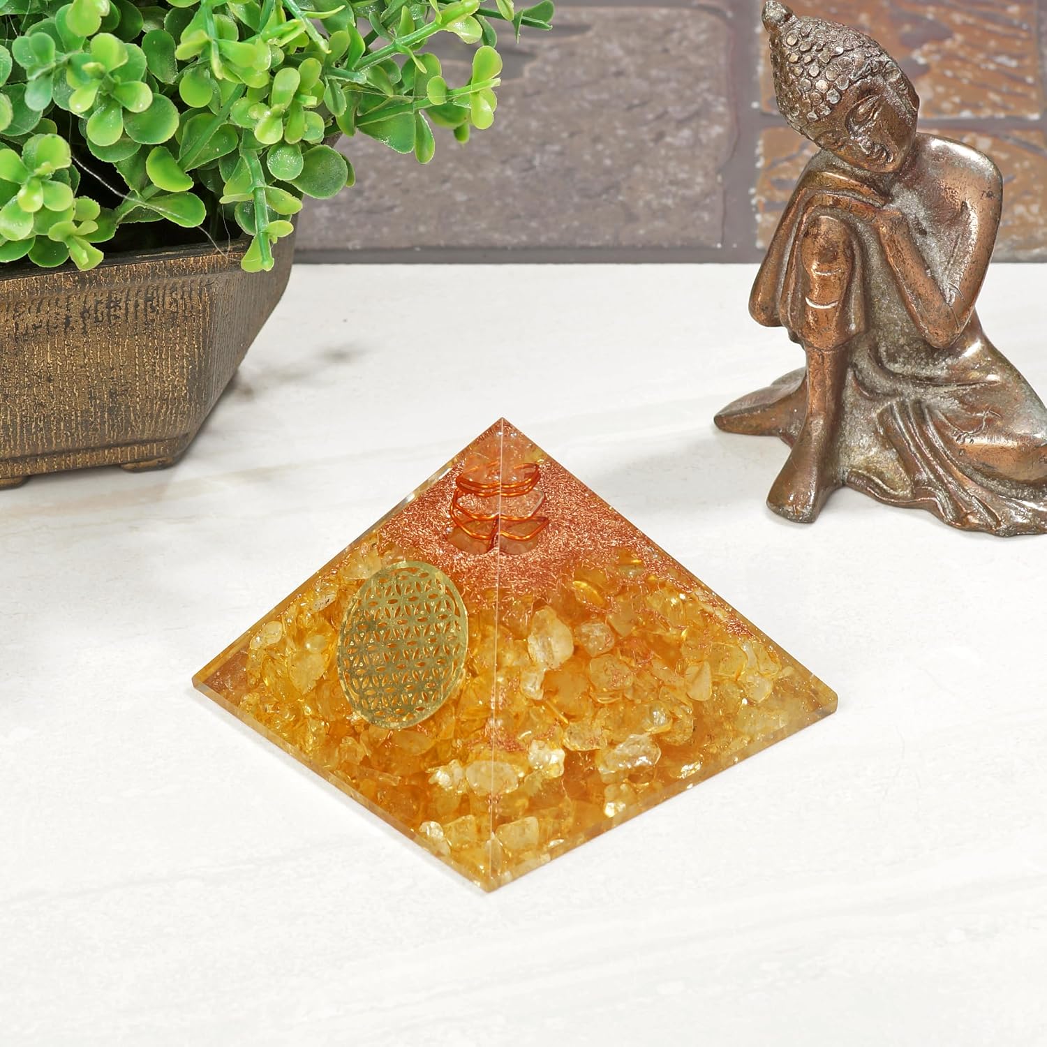 Citrine Orgonite Crystal Pyramid - Attract Wealth