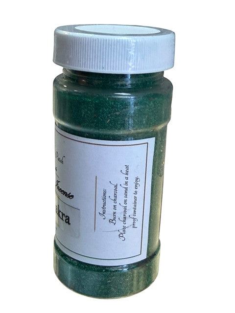Crystal Fairy Patch Heart Chakra powdered incense in a green container. Connect to divine feminine energy.