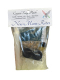 Crystal Fairy Patch New Moon Ritual Kit with candle, herbs, incense, oil, bath crystals, and charcoal.