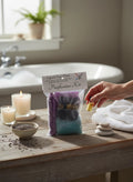 Crystal Fairy Patch Purification Ritual Kit with candle, herbs, incense, oil, and bath salts on a table.