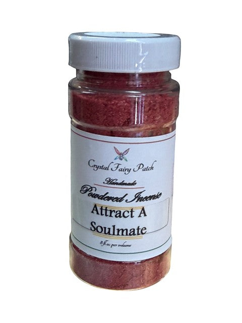 Crystal Fairy Patch Attract A Soulmate powdered incense in an 8oz jar for manifestation and ritual use.