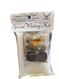 Crystal Fairy Patch Special Wishing Ritual Kit with candle, herbs, incense, oil, bath crystals, and charcoal.