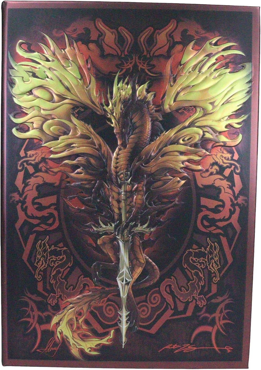 Dragon Blade Flame Drake Embossed Hard Cover Journal - Ruth Thompson Fantasy Dragon Semi Iridescent Journal