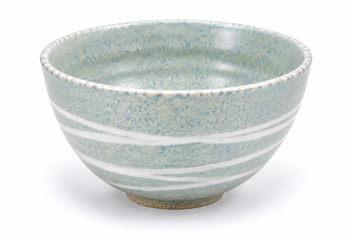 Japanese Ceramic Striped Tea Bowl - 4 Inch