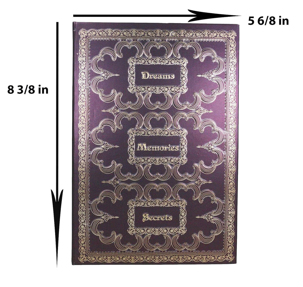 Royal Purple And Gold Dreams Memories Secrets Floral Scroll Art Embossed Blank Page Hard Cover Journal
