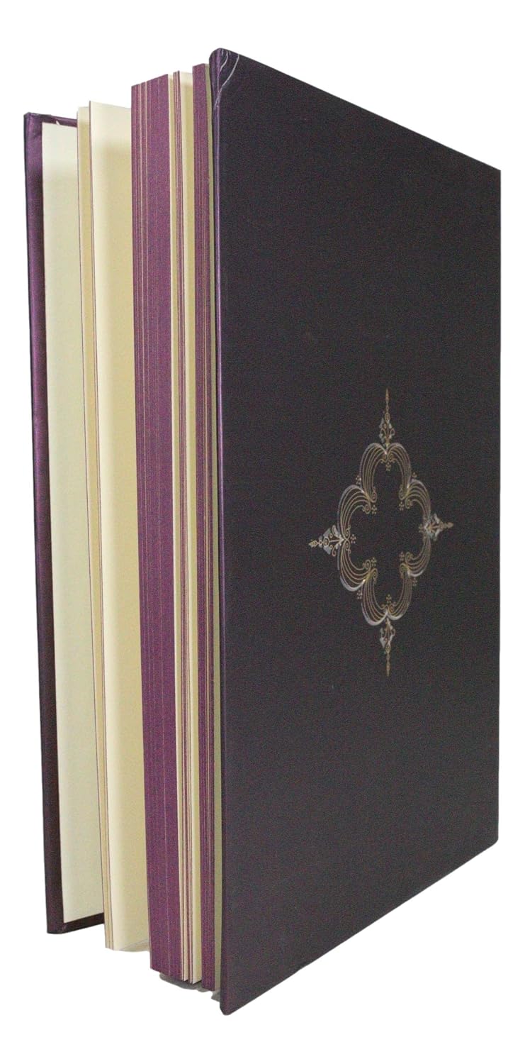 Royal Purple And Gold Dreams Memories Secrets Floral Scroll Art Embossed Blank Page Hard Cover Journal