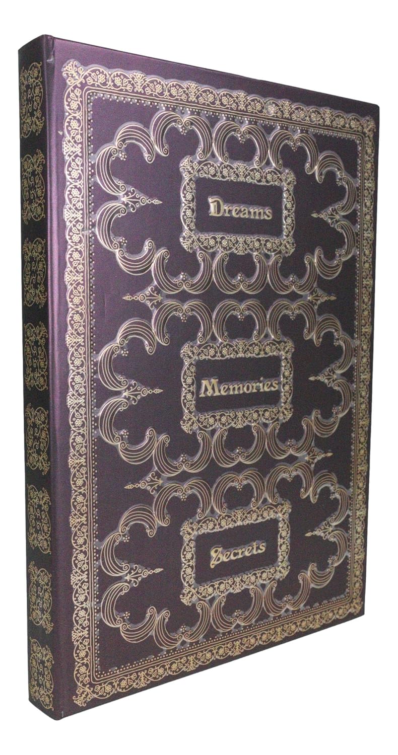 Royal Purple And Gold Dreams Memories Secrets Floral Scroll Art Embossed Blank Page Hard Cover Journal