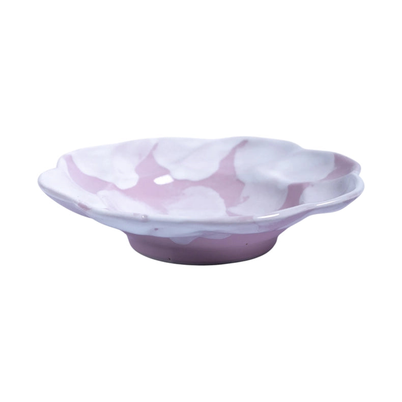 Flower-Shaped Small Dish - Pink and White