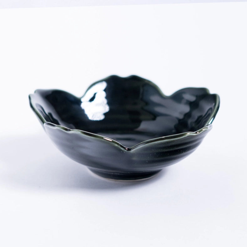 Sakura-Shaped Small Dish - Dark Green
