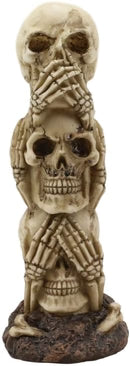 Triple Stacked See Hear Speak No Evil Skulls Figurine