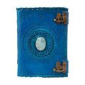 Blue Embossed Leather Journal with Stone