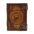 Two-Tone Leather Embossed Journal with Tiger Eye Stone