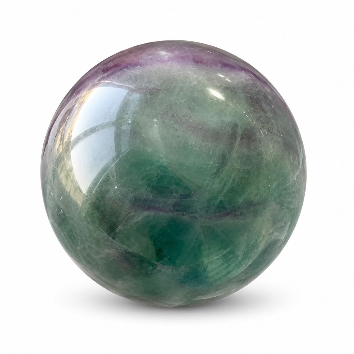 62 mm green and purple fluorite sphere, main view