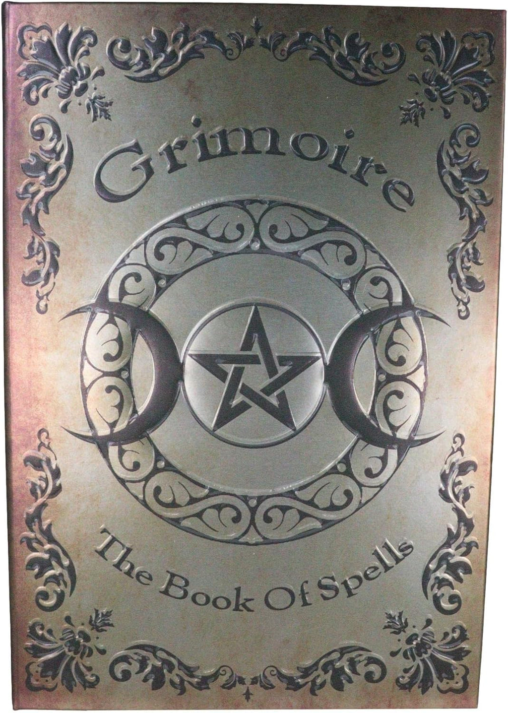 Grimoire Book of Spells Triple Moon Pentagram Embossed Blank Page Matte Paper Hardcover Journal Book with Bookmarking Ribbon 8.25"x5.75"