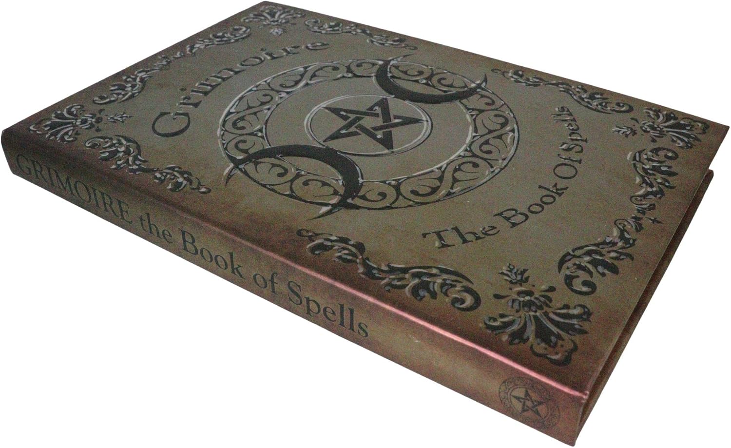 Grimoire Book of Spells Triple Moon Pentagram Embossed Blank Page Matte Paper Hardcover Journal Book with Bookmarking Ribbon 8.25"x5.75"