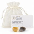 Gemini Bright Mind crystal set with Citrine, Banded Agate, zodiac card and ivory gift bag